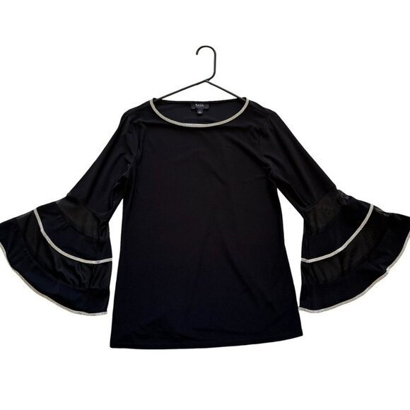 MSK Rhinestone Trim Bell Sleeve Top Womens Small - Picture 2 of 5